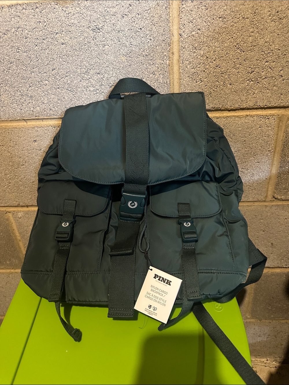 PINK Victoria's Secret  Olive Green Nylon Backpack